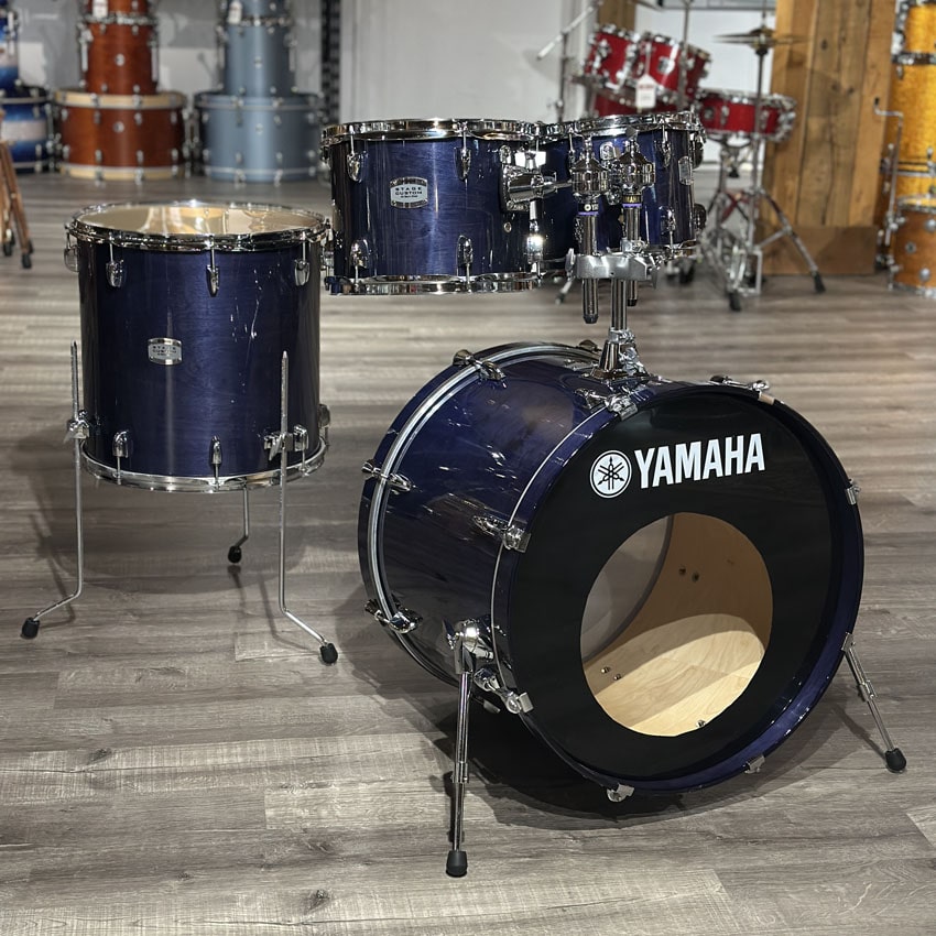 Used Yamaha Stage Custom Birch 4pc Drum Set Transparent Blue - Good - Drum Center Of Portsmouth