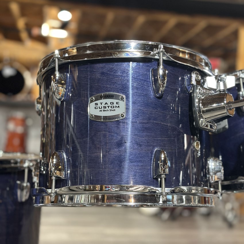 Used Yamaha Stage Custom Birch 4pc Drum Set Transparent Blue - Good - Drum Center Of Portsmouth