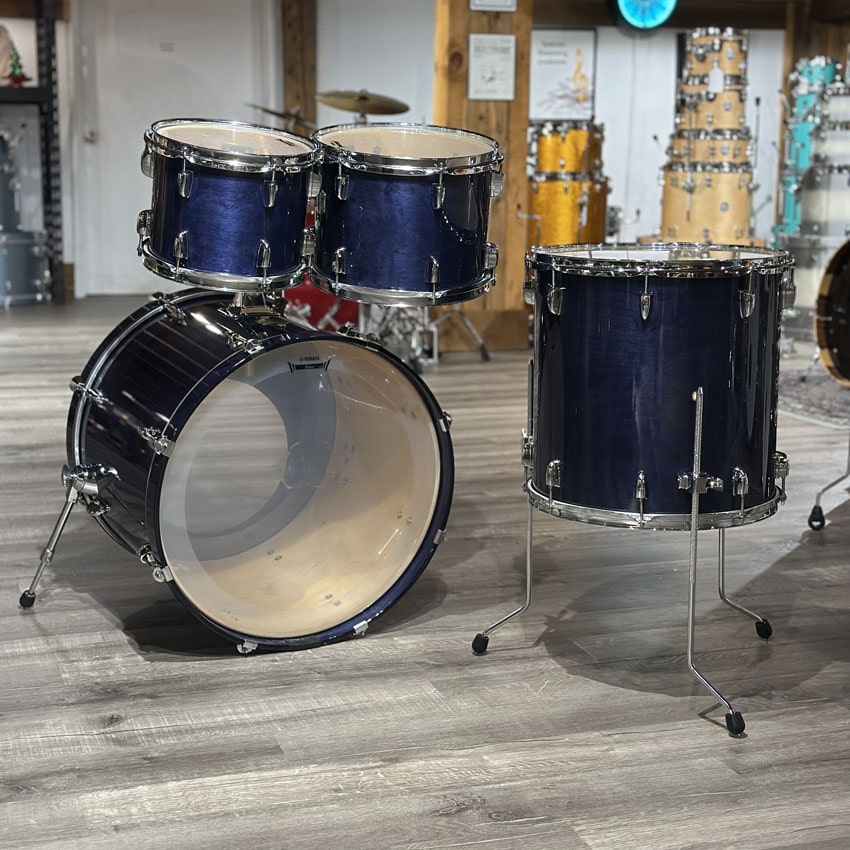 Used Yamaha Stage Custom Birch 4pc Drum Set Transparent Blue - Good - Drum Center Of Portsmouth
