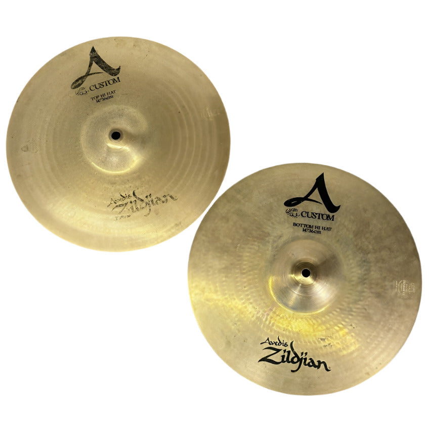 Used Zildjian A Custom Hi Hat Cymbals 14" - Very Good - Drum Center Of Portsmouth