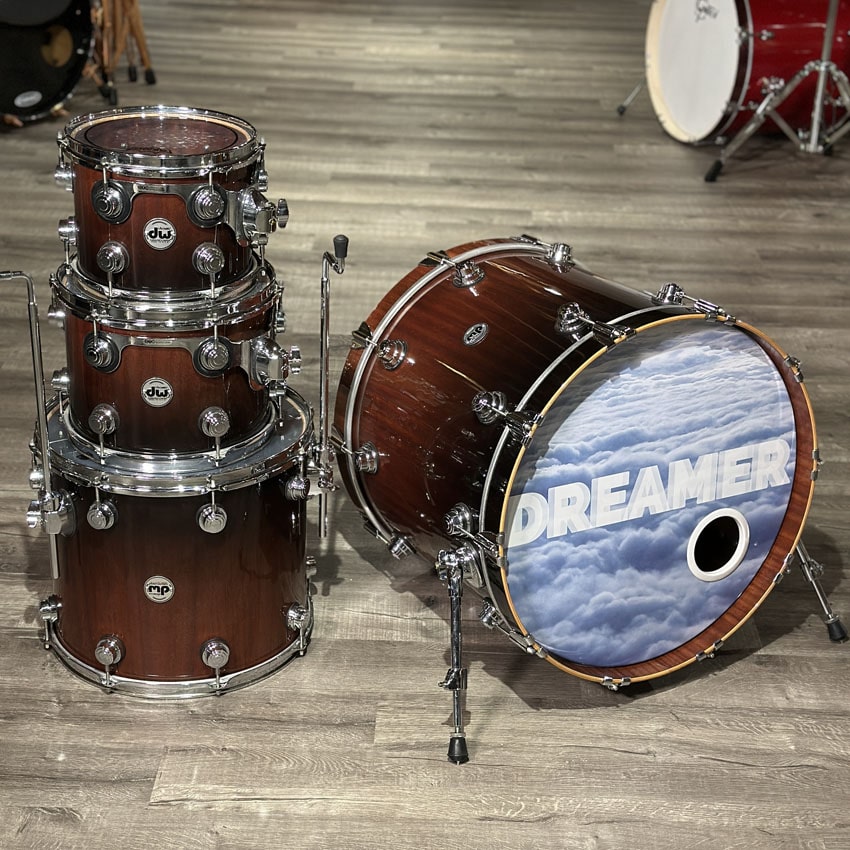 Used DW Collectors Maple/Mahogany 4pc Drum Set Candy Black Fade - Good - Drum Center Of Portsmouth