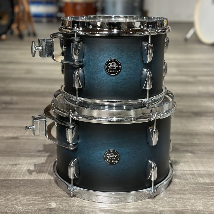 Used Gretsch Renown 6pc Drum Set Satin Antique Blue Burst - Very Good - Drum Center Of Portsmouth