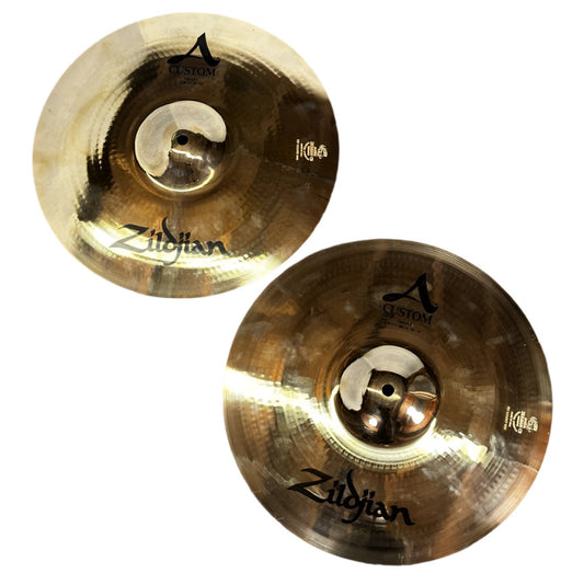 Used Zildjian A Custom Hi Hat Cymbals 14" - Very Good - Drum Center Of Portsmouth