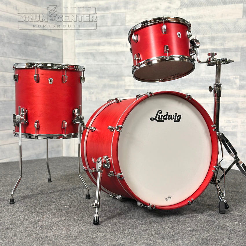 Ludwig Neusonic Downbeat 3pc Drum Set Satin Diablo Red - Drum Center Of Portsmouth