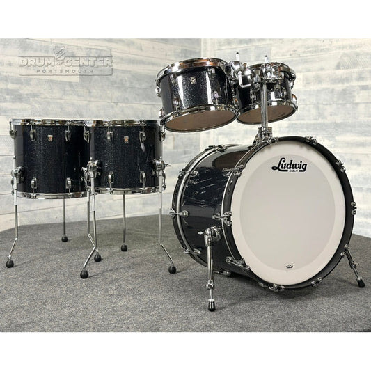 Ludwig Classic Oak 5pc Drum Set 22/10/12/14/16 Hybrid Black Sparkle - Drum Center Of Portsmouth