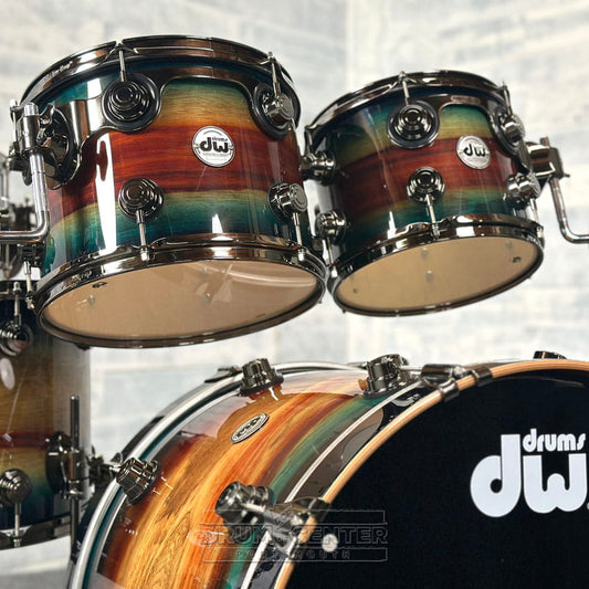 DW Collectors SonicPly 6pc Drum Set Royal Blue Burst Padauk w/Black Hw - Drum Center Of Portsmouth