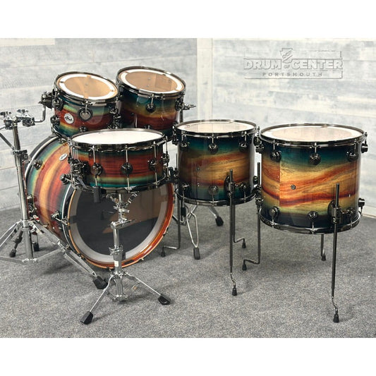 DW Collectors SonicPly 6pc Drum Set Royal Blue Burst Padauk w/Black Hw - Drum Center Of Portsmouth