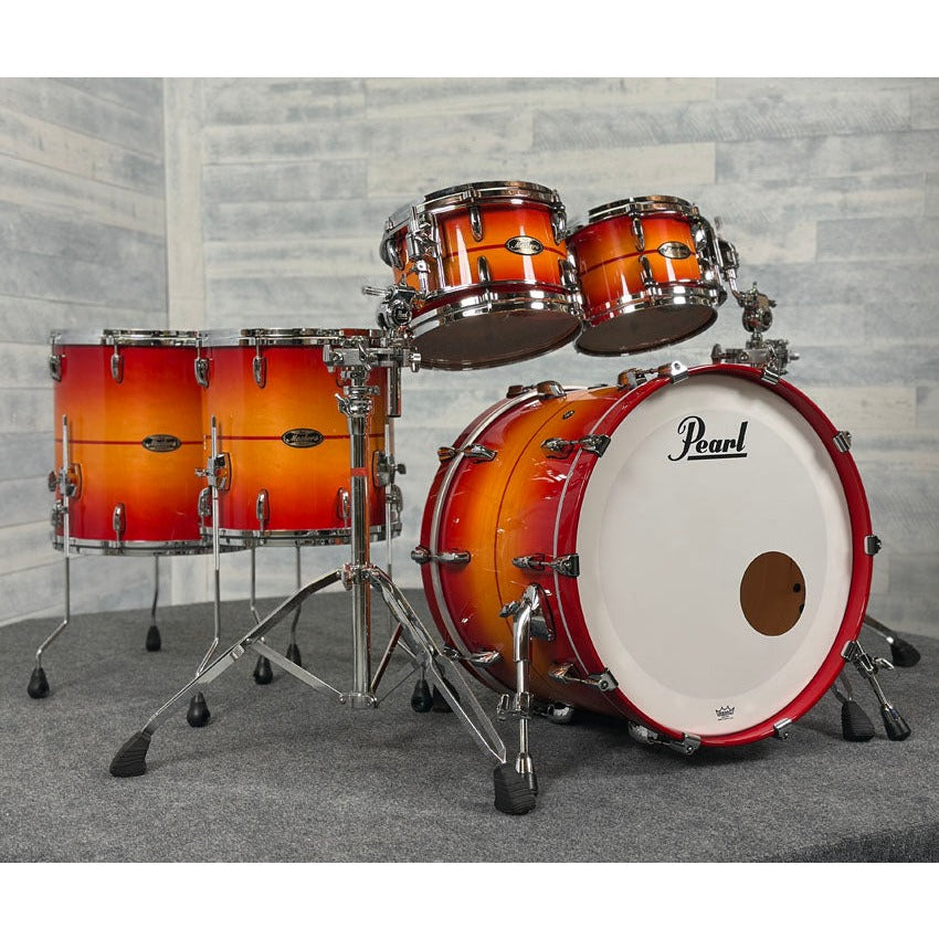 Used Pearl Masters Maple/Gum 5pc Drum Set Sunburst Redstripe - Excellent - Drum Center Of Portsmouth