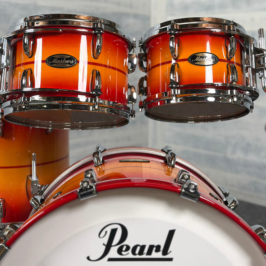 Used Pearl Masters Maple/Gum 5pc Drum Set Sunburst Redstripe - Excellent - Drum Center Of Portsmouth