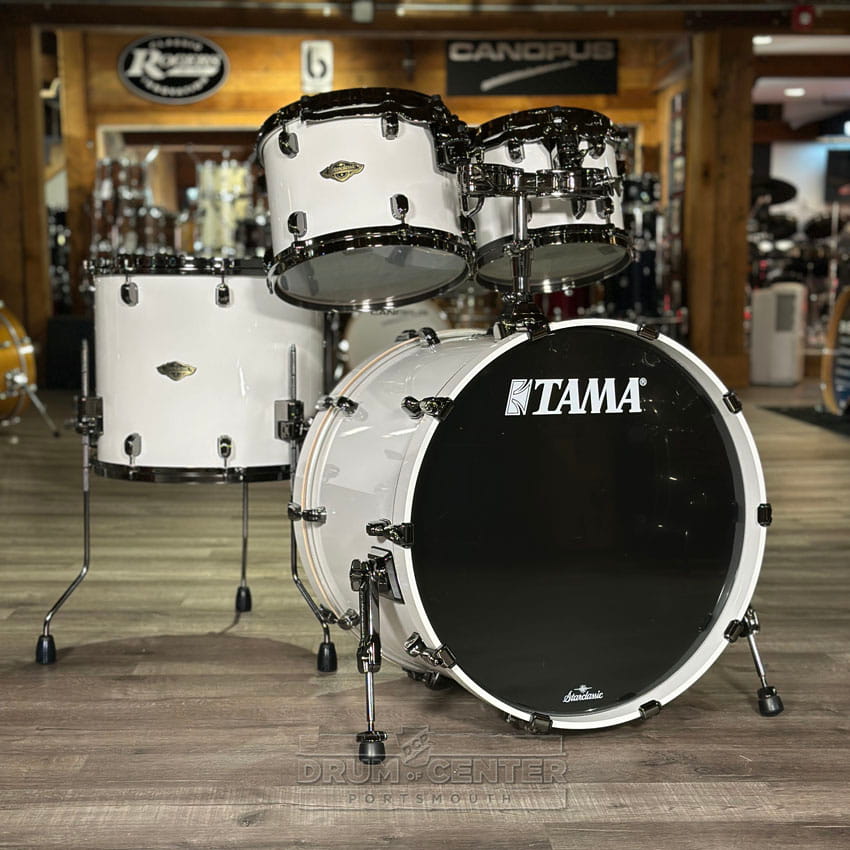 Tama Starclassic Walnut/Birch 4pc Drum Set Piano White w/Black Hardware - DCP Exclusive! - Drum Center Of Portsmouth