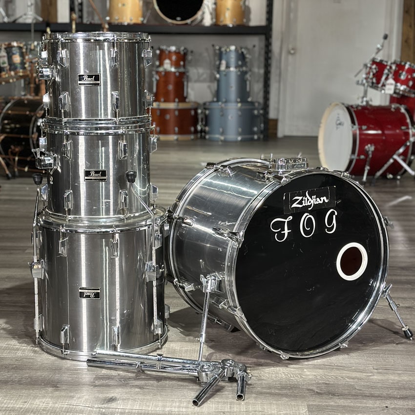 Used Pearl Export 4pc Drum Set Brushed Chrome - Fair - Drum Center Of Portsmouth