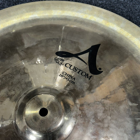 Used Zildjian A Custom China Cymbal 18" - Very Good - Drum Center Of Portsmouth