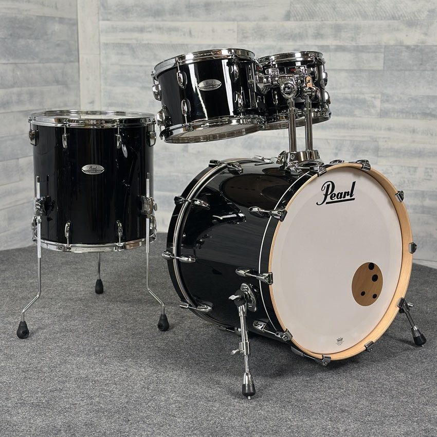 Used Pearl Professional Maple 4pc Drum Set Piano Black - Very Good - Drum Center Of Portsmouth