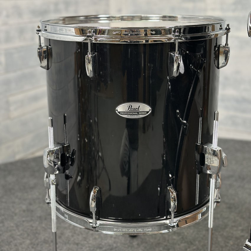 Used Pearl Professional Maple 4pc Drum Set Piano Black - Very Good - Drum Center Of Portsmouth