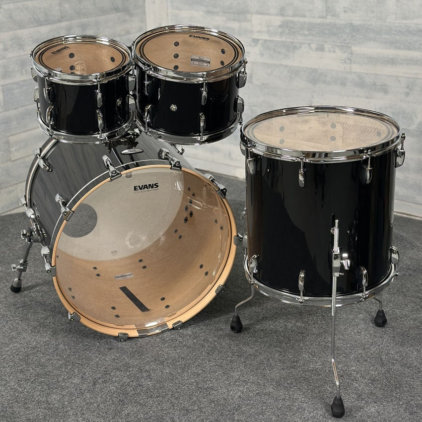 Used Pearl Professional Maple 4pc Drum Set Piano Black - Very Good - Drum Center Of Portsmouth