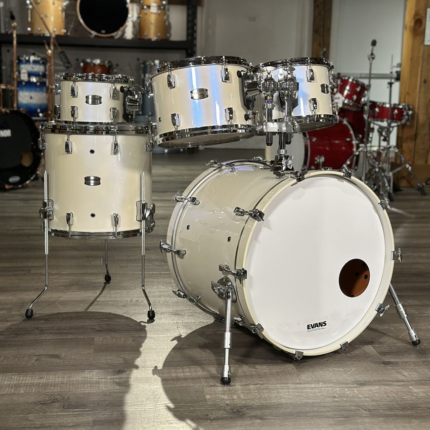 Used Yamaha Absolute Hybrid Maple 5pc Drum Set Polar White - Excellent - Drum Center Of Portsmouth
