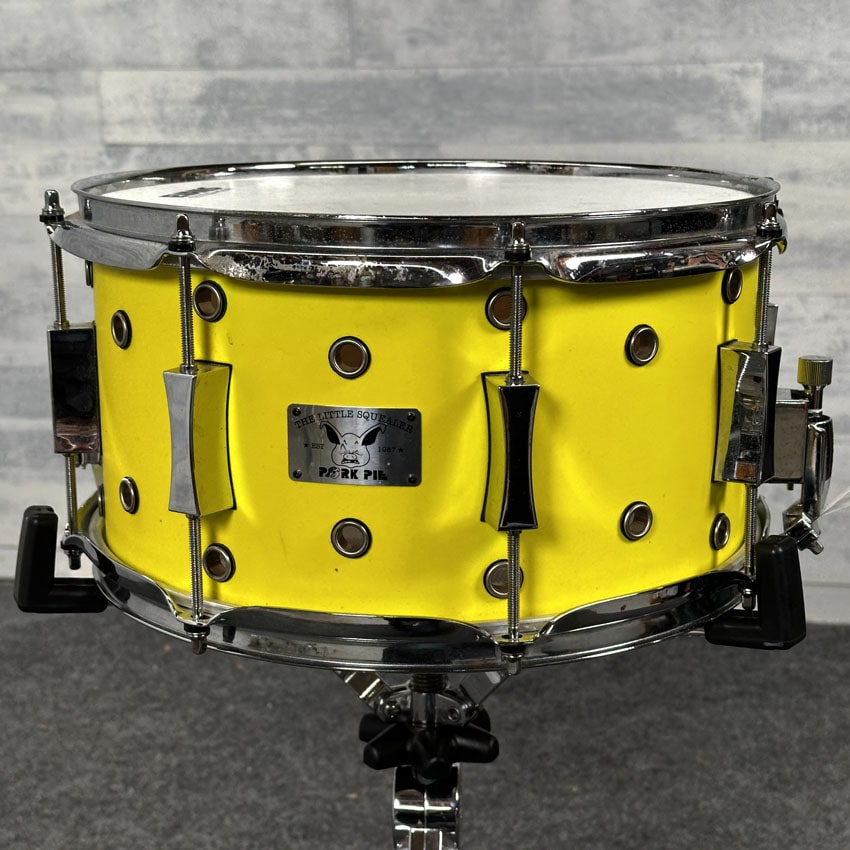 Used Pork Pie Little Squealer Vented Snare Drum 13x7 Neon Yellow - Good - Drum Center Of Portsmouth