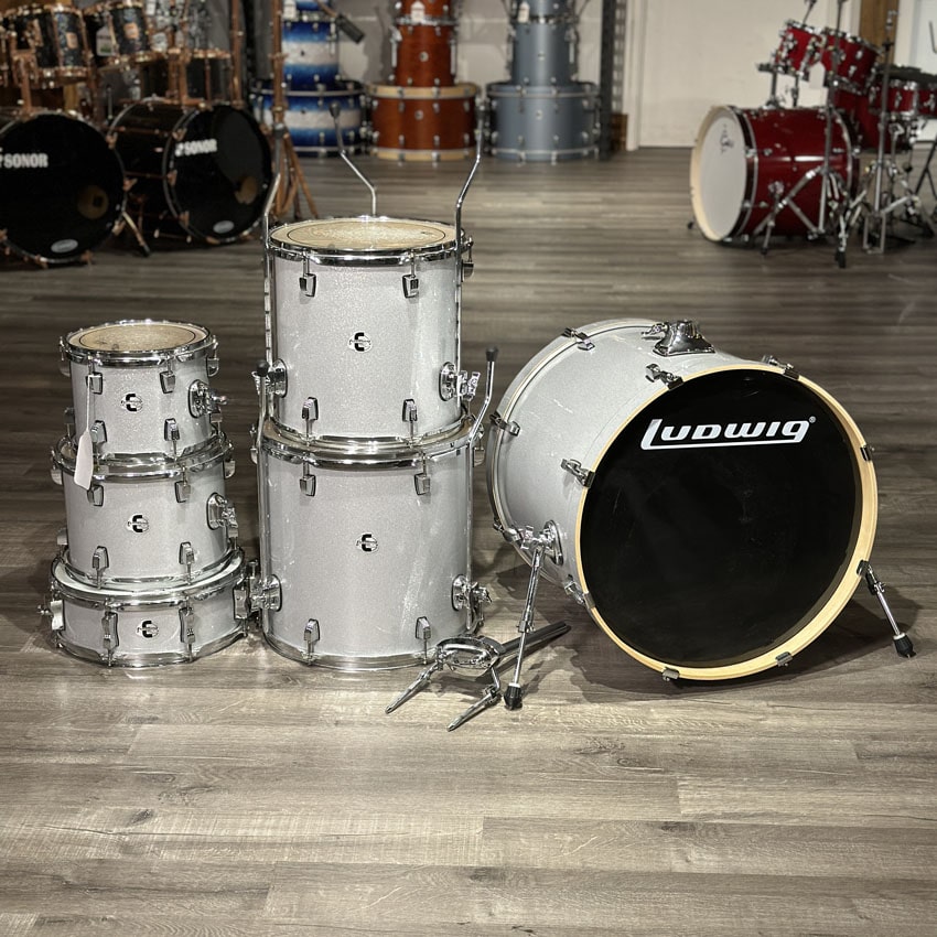 Used Ludwig Element Evolution 6pc Drum Set White Sparkle - Good - Drum Center Of Portsmouth