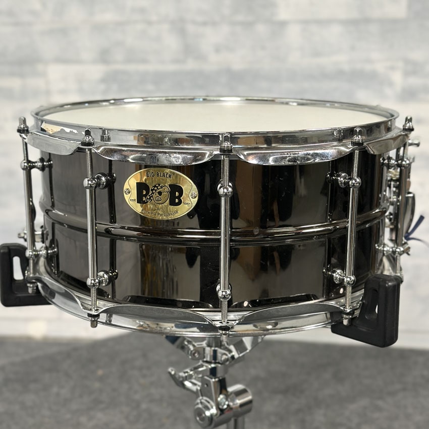Used Pork Pie BOB Snare Drum 14x6.5 Black Nickel Over Brass - Very Good - Drum Center Of Portsmouth