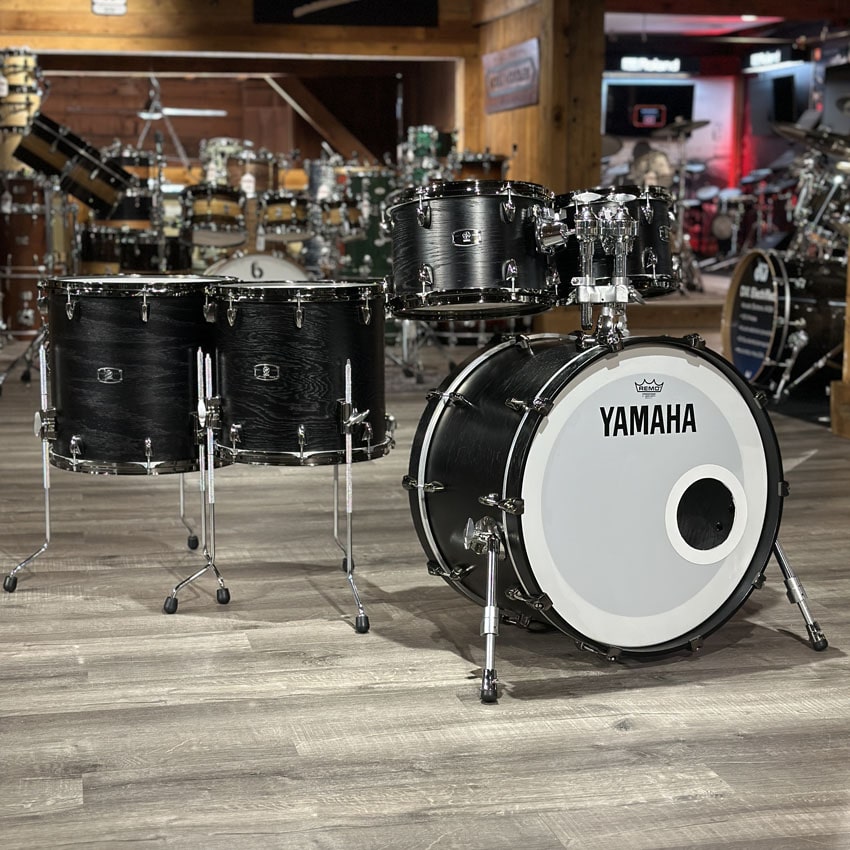 Used Yamaha Live Custom 5pc Drum Set Black Wood - Very Good - Drum Center Of Portsmouth