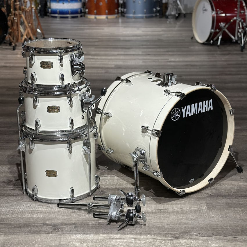 Used Yamaha Stage Custom Birch 4pc Drum Set Pure White - Very Good - Drum Center Of Portsmouth