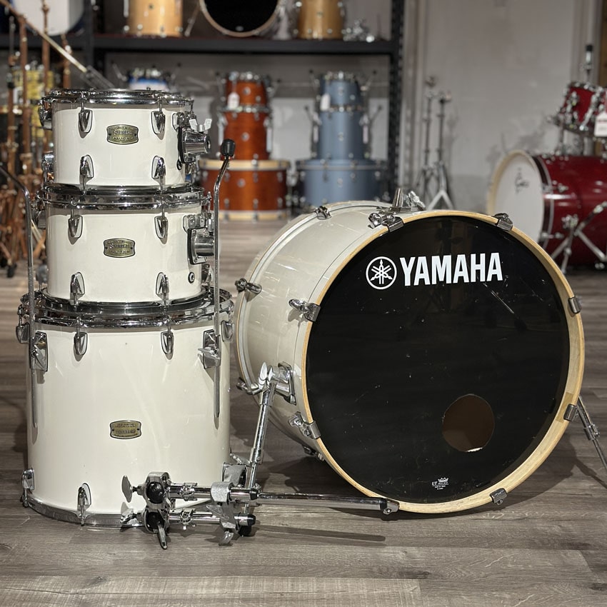 Used Yamaha Stage Custom Birch 4pc Drum Set Pure White - Fair - Drum Center Of Portsmouth