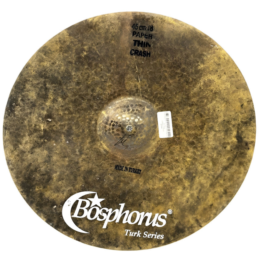 Used Bosphorus Turk Paper Thin Crash Cymbal 18" 1320 grams - Good - Drum Center Of Portsmouth