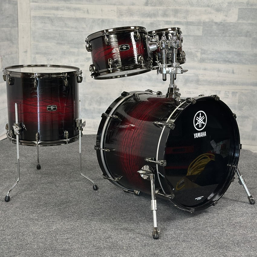 Used Yamaha Live Custom Hybrid Oak 4pc Drum Set Uzu Magma Sunburst - Very Good - Drum Center Of Portsmouth