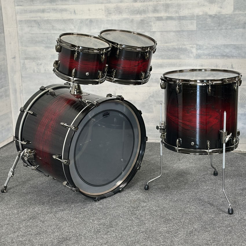 Used Yamaha Live Custom Hybrid Oak 4pc Drum Set Uzu Magma Sunburst - Very Good - Drum Center Of Portsmouth