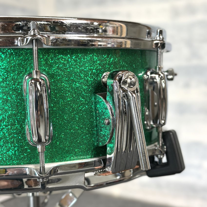 Used Vintage Slingerland Gene Krupa 3 ply 14x5.5 Green Sparkle - Very Good - Drum Center Of Portsmouth
