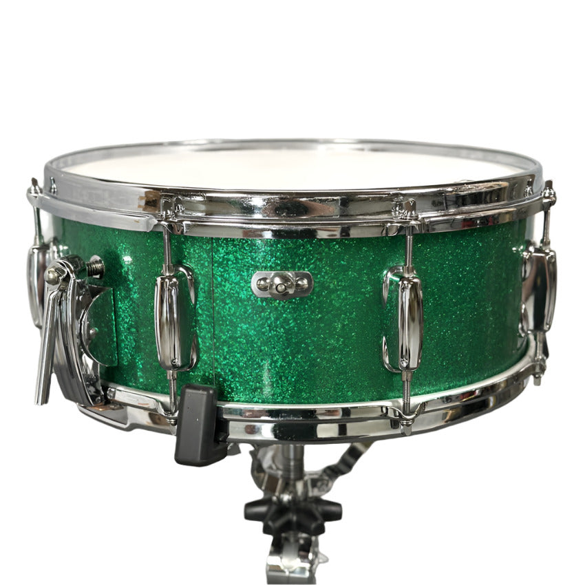 Used Vintage Slingerland Gene Krupa 3 ply 14x5.5 Green Sparkle - Very Good - Drum Center Of Portsmouth
