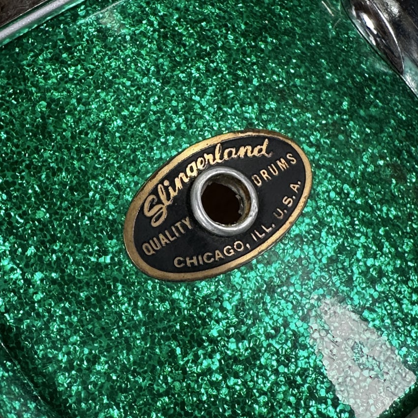 Used Vintage Slingerland Gene Krupa 3 ply 14x5.5 Green Sparkle - Very Good - Drum Center Of Portsmouth