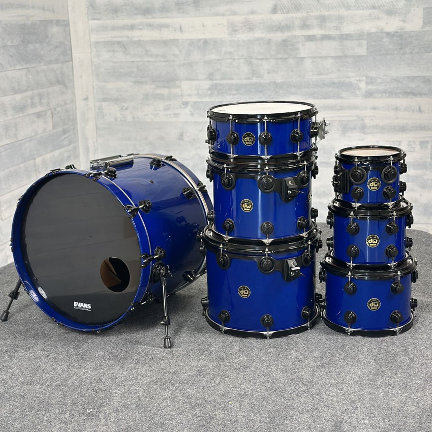 Used DW (Pre-Collectors) 7pc Maple Drum Set Blue w/Black Hardware - Fair - Drum Center Of Portsmouth