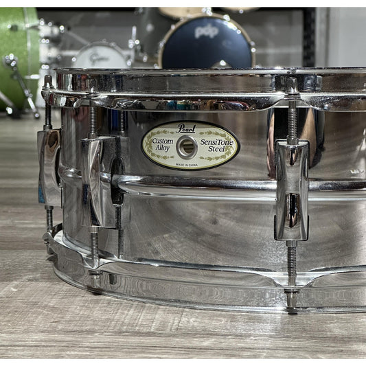 Used Pearl Sensitone Steel Custom Alloy Snare Drum 14x5.5 - Drum Center Of Portsmouth