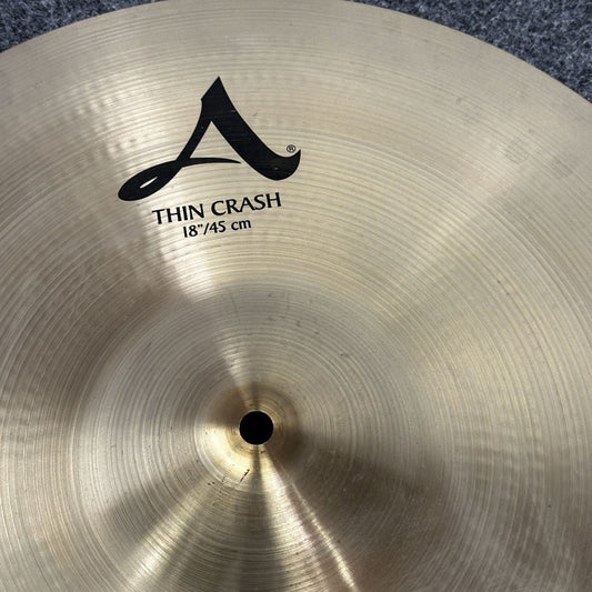 Used Zildjian A Thin Crash Cymbal 18" - Very Good - Drum Center Of Portsmouth