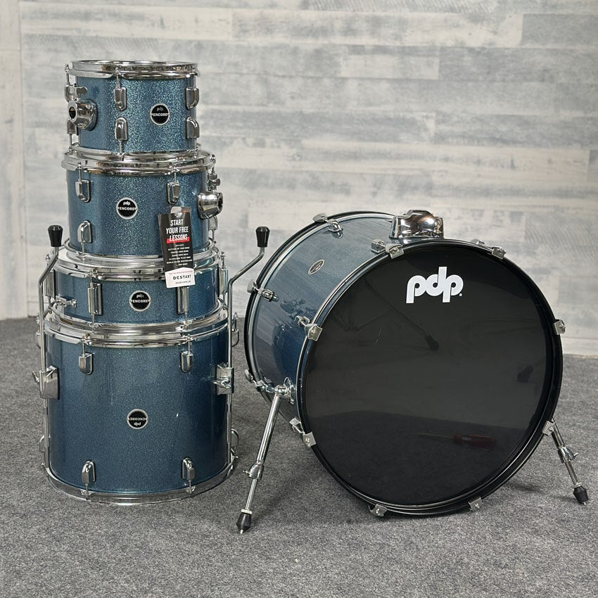Used PDP Encore 5pc Drum Set Azure Blue w/Hardware & Cymbals - Good - Drum Center Of Portsmouth