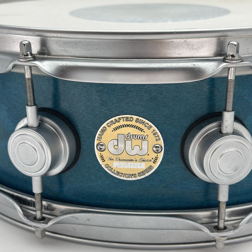 Used DW Collectors Maple Snare Drum Blue Satin 14x5.5 w/Satin Chrome Hw - Good - Drum Center Of Portsmouth