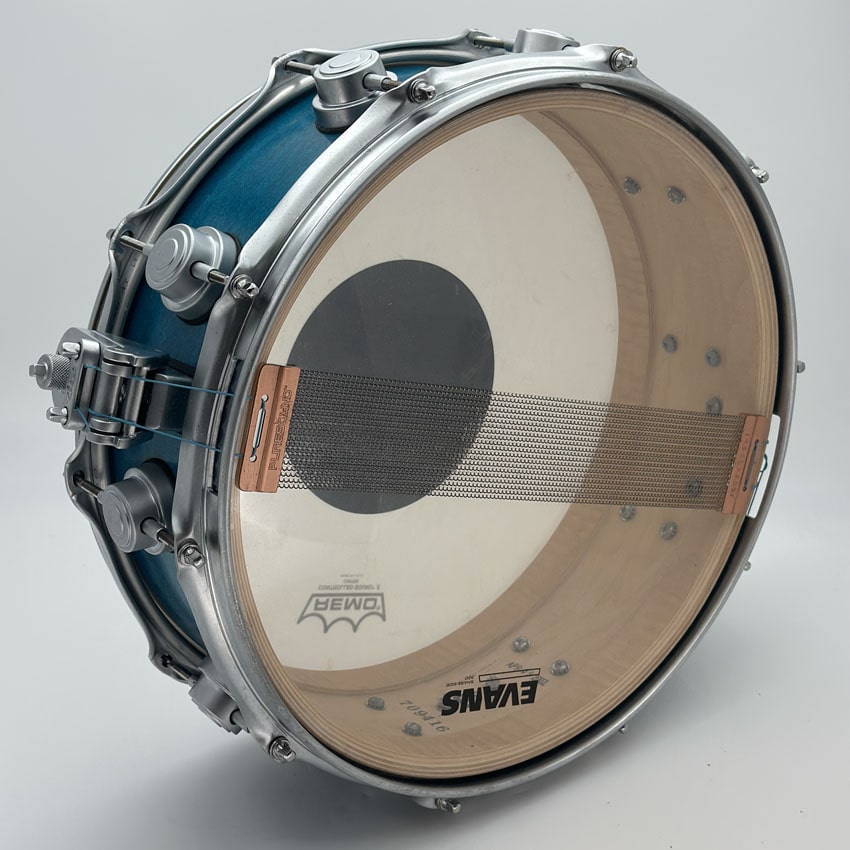 Used DW Collectors Maple Snare Drum Blue Satin 14x5.5 w/Satin Chrome Hw - Good - Drum Center Of Portsmouth