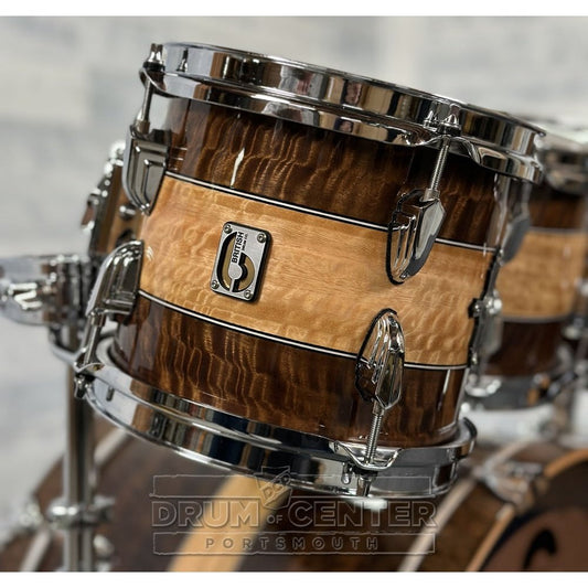 British Drum Company Founder's Reserve Birch 7pc Drum Set Fumed Eucalyptus Stripe - Drum Center Of Portsmouth