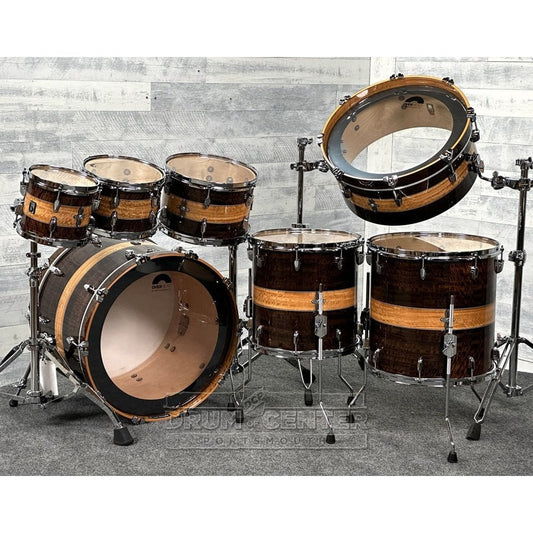 British Drum Company Founder's Reserve Birch 7pc Drum Set Fumed Eucalyptus Stripe - Drum Center Of Portsmouth