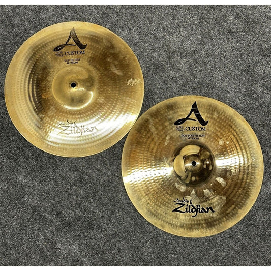 Used Zildjian A Custom Hi Hat Cymbals 14" - Very Good - Drum Center Of Portsmouth