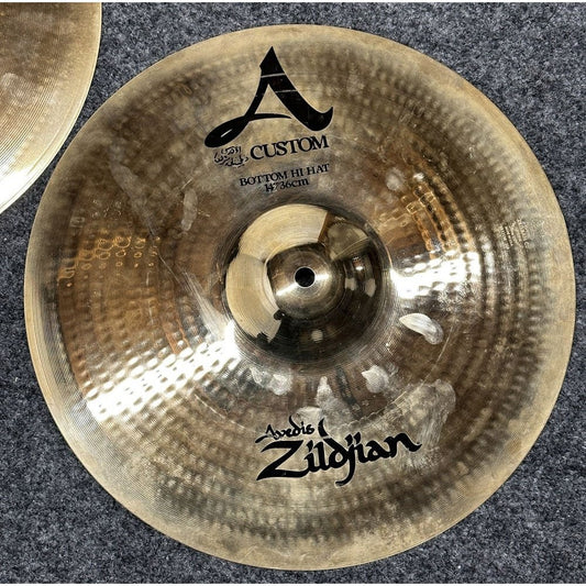 Used Zildjian A Custom Hi Hat Cymbals 14" - Very Good - Drum Center Of Portsmouth