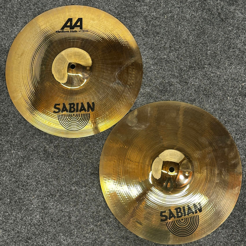 Used Sabian AA Medium Hi Hats Cymbal 14 - Very Good - Drum Center Of Portsmouth