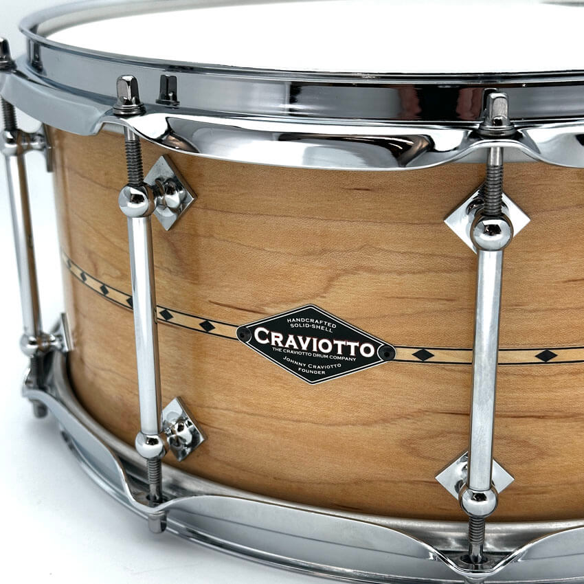 Used Craviotto Solid Shell Maple Snare Drum w/ inlay 14x6.5 - Excellent - Drum Center Of Portsmouth