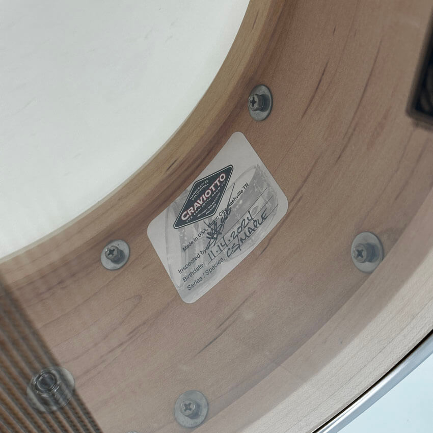 Used Craviotto Solid Shell Maple Snare Drum w/ inlay 14x6.5 - Excellent - Drum Center Of Portsmouth