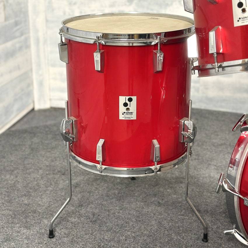 Used Vintage Sonor Phonic 4pc Drum Set Red Lacquer w/Black Hw - Excellent - Drum Center Of Portsmouth