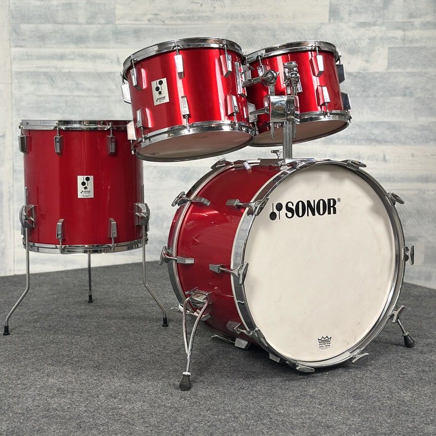 Used Vintage Sonor Phonic 4pc Drum Set Red Lacquer w/Black Hw - Excellent - Drum Center Of Portsmouth