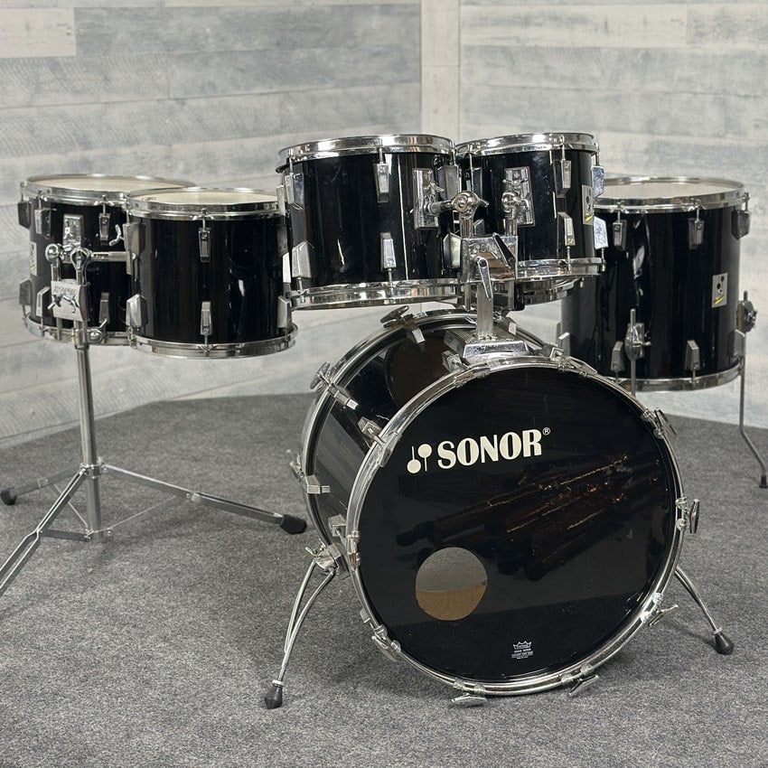 Used Sonor Performer Series 7pc Drum Set Black - Very Good - Drum Center Of Portsmouth