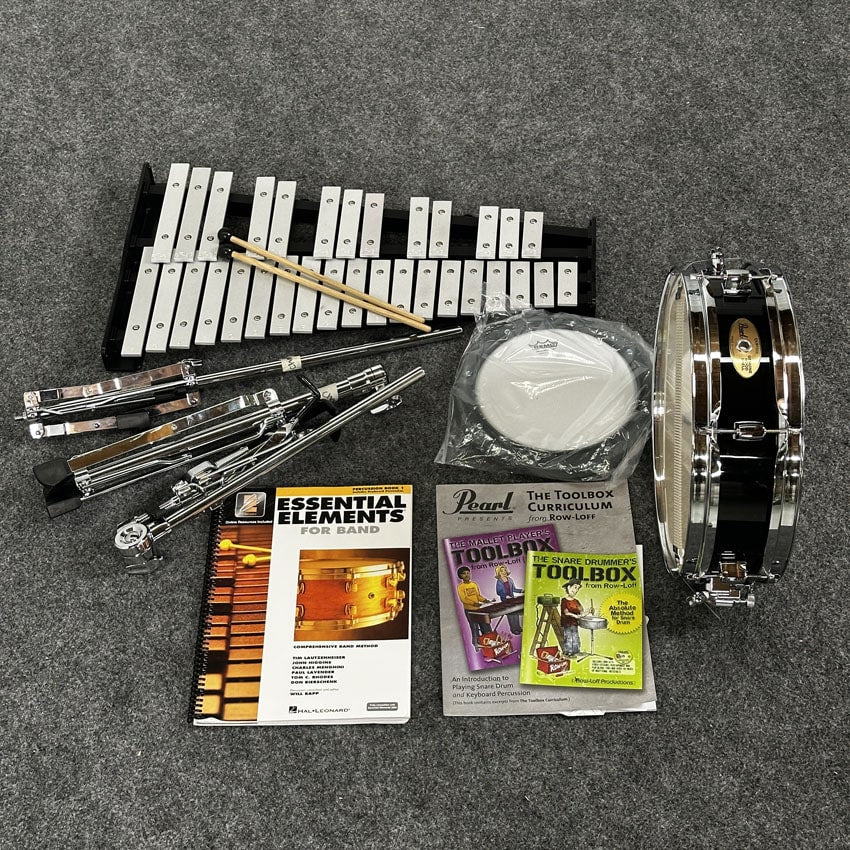 Used Pearl Student Snare Drum and Bell Kit w/ Hardware and Rolling Case - Very Good - Drum Center Of Portsmouth