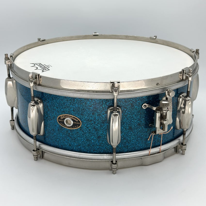 Used Vintage Slingerland Radio King Student Snare Drum 14x5 Aqua Sparkle w/Nickel Hw - Very Good - Drum Center Of Portsmouth